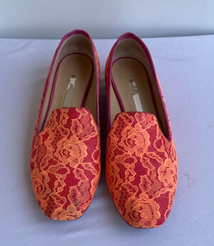 Nicholas Kirkwood Orange Lace and Red Leather Ballet Flats size 36 US 6